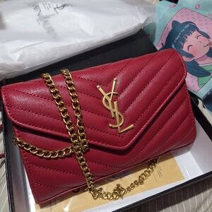 Yves Saint Laurent Red Quilted Chain Bag